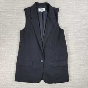 BB Dakota Malcolm Blazer Vest Womens Small Black Notched Lapel Long Line Evening